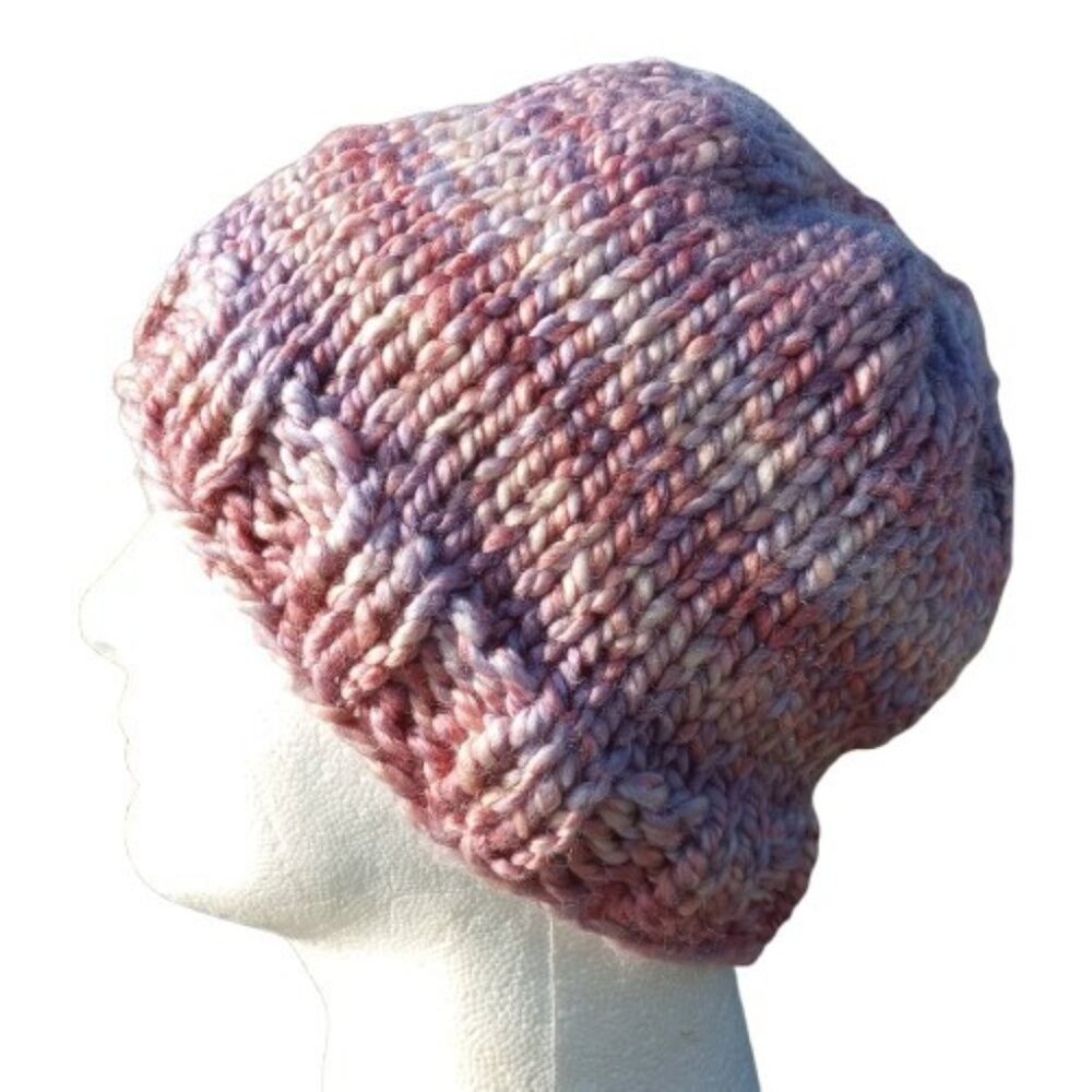 Handmade Knit Slouch Beanie Hat Women’s Chunky Pink Gracelyn Cap Soft Acrylic